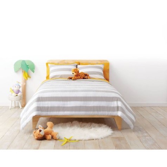 Rugby Striped Duvet Cover - Pillowfort™ Twin Gray NEW - Picture 2 of 8